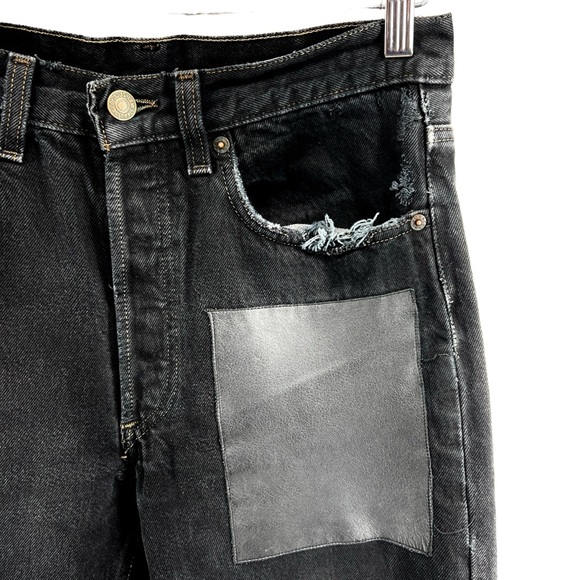 Reformation x Levis Redone Women Jeans 30in Waist 501 Black Distressed Grunge - Picture 8 of 16